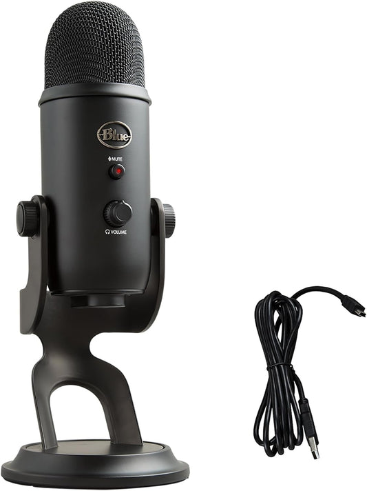 Logitech Creators  Yeti USB Microphone for Gaming, Streaming, Podcast, Youtube, Discord, PC, Studio Sound, Plug & Play-Blackout